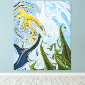 Kleurrijk Abstract schilderen | Beste abstracte ku Canvas Afdruk (Insitu (Houten vloer))