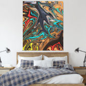 Kleurrijk Abstract schilderen | Beste kunstmeester Canvas Afdruk (Insitu (Slaapkamer))