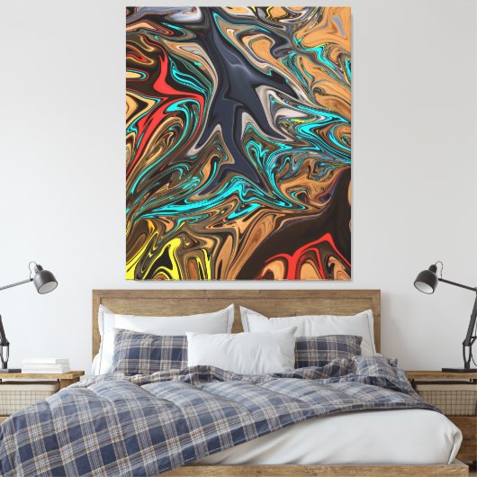 Kleurrijk Abstract schilderen | Beste kunstmeester Canvas Afdruk (Insitu (Slaapkamer))