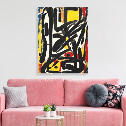 Kleurrijk Abstract schilderen Canvas Afdruk (Insitu (Woonkamer))