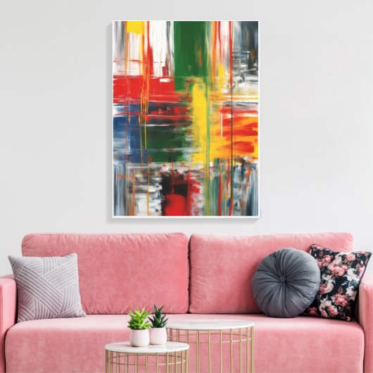 Kleurrijk Abstract schilderen Canvas Afdruk (Insitu (Woonkamer))