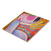 Kleurrijk Abstract Schilderen van een Vrouw op OSB Tegeltje (Zijkant)