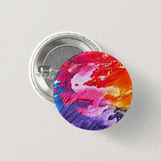 Kleurrijk Abstract schilderij Ronde Button 3,2 Cm (Voorkant /achterkant)