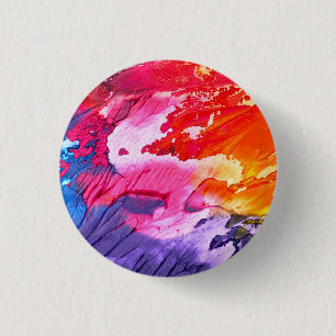 Kleurrijk Abstract schilderij Ronde Button 3,2 Cm