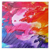 Kleurrijk Abstract schilderij Tegeltje (Voorkant)