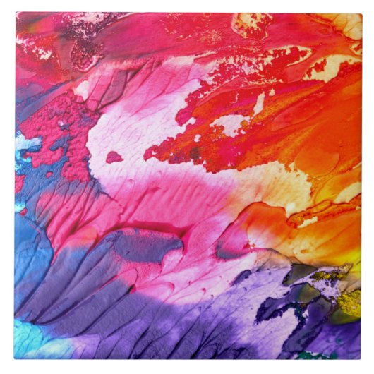 Kleurrijk Abstract schilderij Tegeltje (Voorkant)