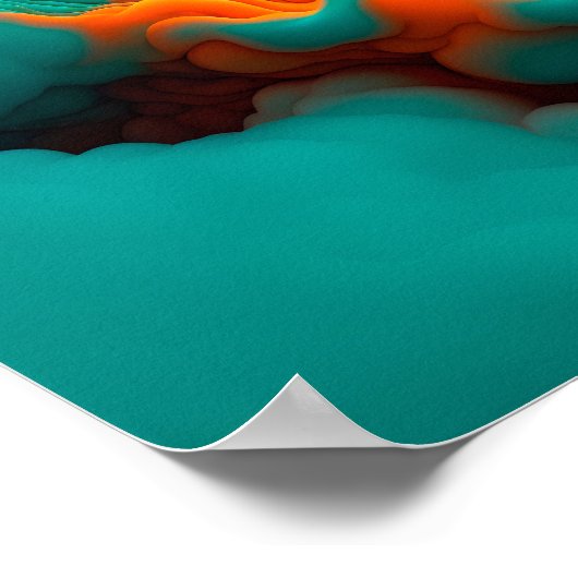 Kleurrijk abstract sinaasappel- en blauw rookpatro poster (Hoek)