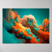 Kleurrijk abstract sinaasappel- en blauw rookpatro poster (Voorkant)
