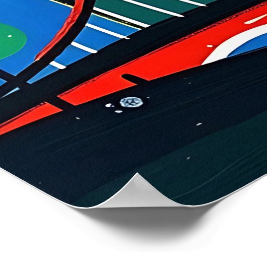 Kleurrijk Abstract stadsbeeld met zon en brug Poster (Hoek)