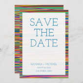 Kleurrijk abstract streepjesontwerp sparen de datu save the date (Voorkant / Achterkant)