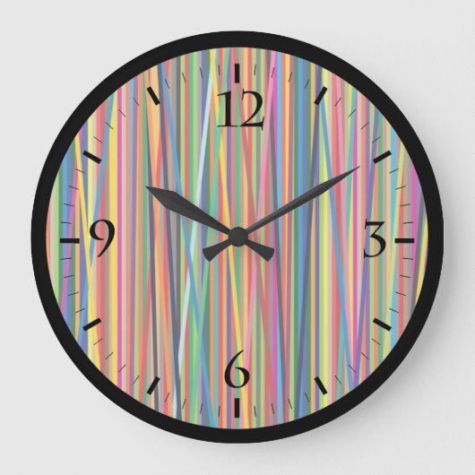 Kleurrijk abstract strepen ontwerp grote klok (Voorkant)