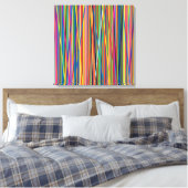 Kleurrijk abstract strepenontwerp canvas afdruk (Insitu (Slaapkamer))