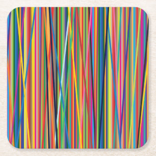 Kleurrijk abstract strepenontwerp kartonnen onderzetters