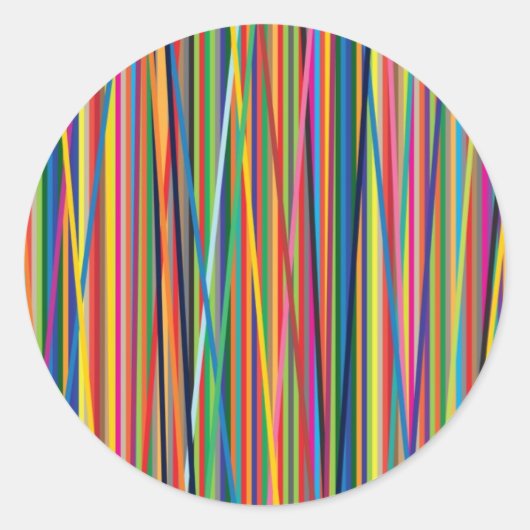 Kleurrijk abstract strepenontwerp ronde sticker (Voorkant)