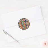 Kleurrijk abstract strepenontwerp ronde sticker (Envelop)
