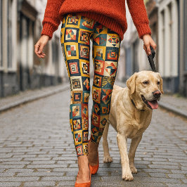 Kleurrijk Abstract Tegel Geometrisch Patroon Leggings