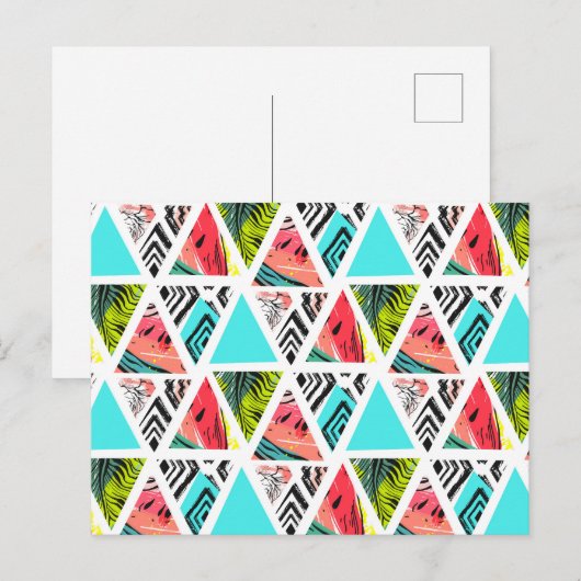 Kleurrijk Abstract tropisch patroon Briefkaart (Voorkant / Achterkant)