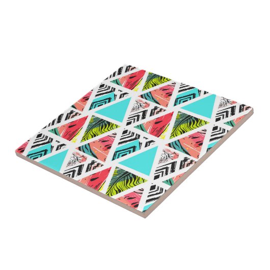 Kleurrijk Abstract tropisch patroon Tegeltje (Zijkant)