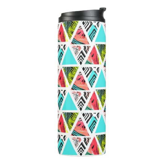 Kleurrijk Abstract tropisch patroon Thermosbeker (Gedraaid links)