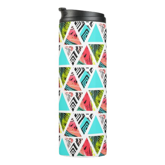 Kleurrijk Abstract tropisch patroon Thermosbeker (Geroteerd rechts)