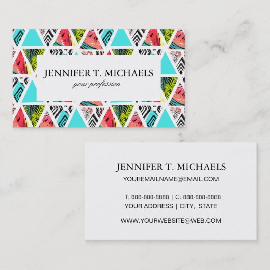 Kleurrijk Abstract tropisch patroon Visitekaartje (Voorkant / Achterkant)