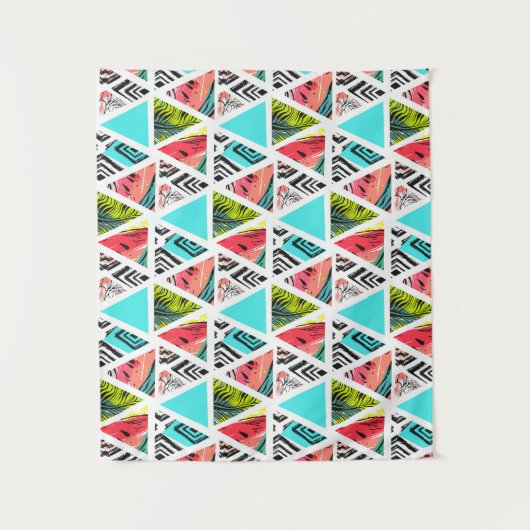 Kleurrijk Abstract tropisch patroon Wandkleed (Voorkant)