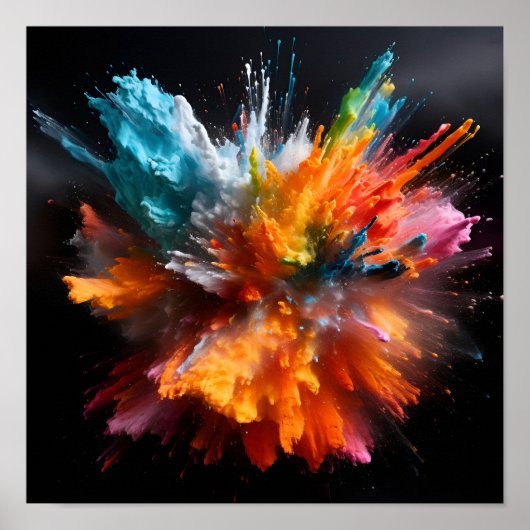 Kleurrijk abstract verfexplosie poster (Voorkant)