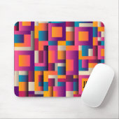 Kleurrijk Abstract vierkant en Shapes Monogram Muismat (Met muis)