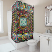 Kleurrijk abstract: vierkant zakontwerp. douchegordijn (In situ)