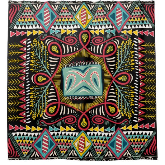 Kleurrijk abstract: vierkant zakontwerp. douchegordijn (Voorkant)