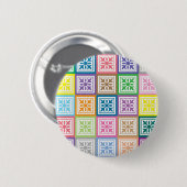 Kleurrijk abstract vierkantspatroon ronde button 5,7 cm (Voorkant /achterkant)