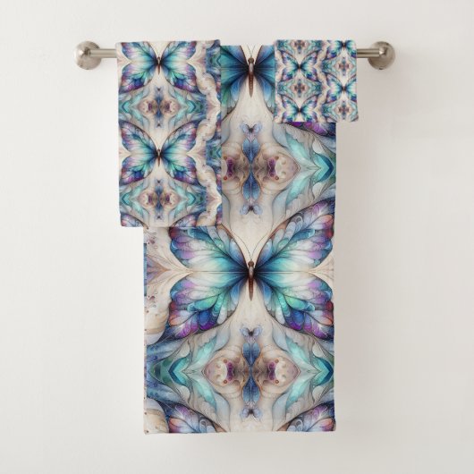Kleurrijk abstract vlinderontwerp bad handdoek (Insitu)