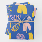 Kleurrijk Abstract vormen Collage-ontwerp in blauw Inpakpapier Vel (In situ)