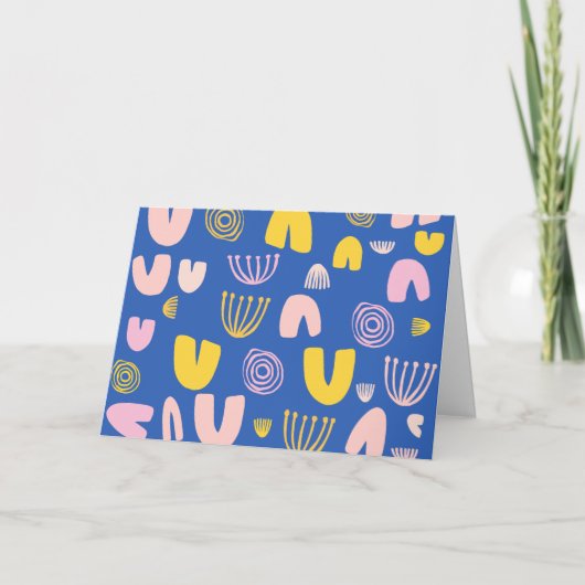 Kleurrijk Abstract vormen Collage-ontwerp in blauw Notitiekaartje (Voorkant)