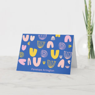 Kleurrijk Abstract vormen Collage-ontwerp in blauw Notitiekaartje