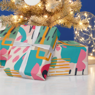 Kleurrijk abstract vormgrijppatroon cadeaupapier