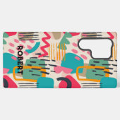 Kleurrijk abstract vormgrijppatroon samsung galaxy hoesje (Achterkant horizontaal)