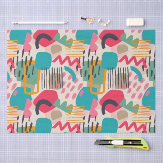 Kleurrijk abstract vormgrijppatroon tissuepapier (Craft)