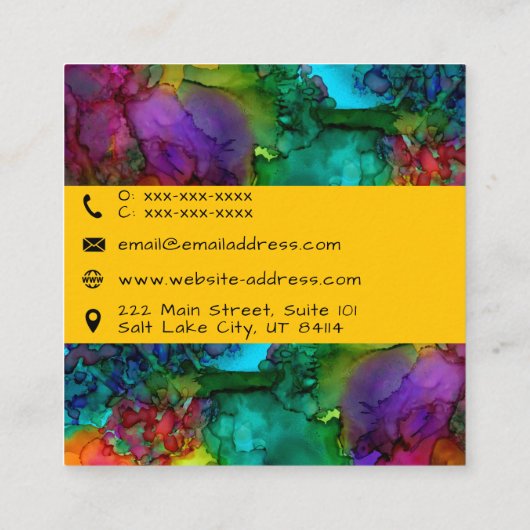 Kleurrijk Abstract Waterverf Visitekaartje (Achterkant)