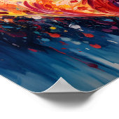 Kleurrijk abstract wervelend geschilderd hart poster (Hoek)