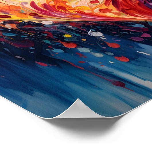 Kleurrijk abstract wervelend geschilderd hart poster (Hoek)