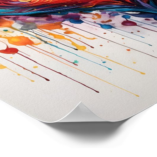 Kleurrijk abstract wervelend geschilderd hart poster (Hoek)