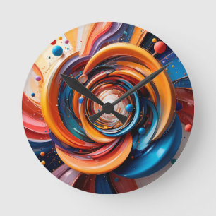 Kleurrijk Abstract Wervelend Ontwerp Ronde Klok