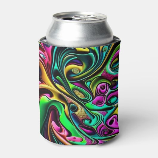 Kleurrijk Abstract wervelingen ontwerp Blikjeskoeler (Blikje Voorkant)