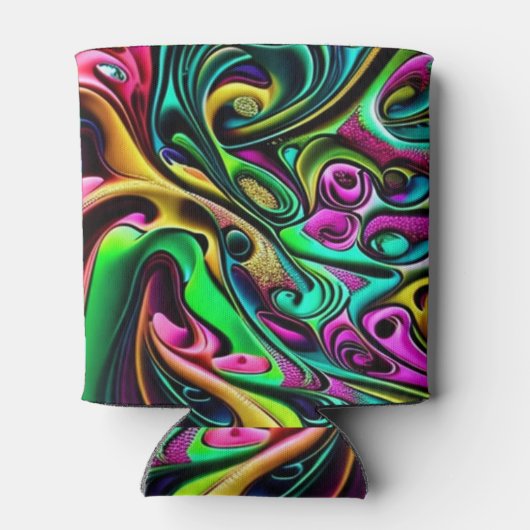 Kleurrijk Abstract wervelingen ontwerp Blikjeskoeler (Achterkant)