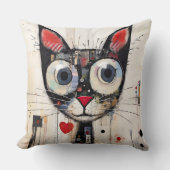 Kleurrijk Abstract Wide Eyed Cat Sierkussen (Voorkant)