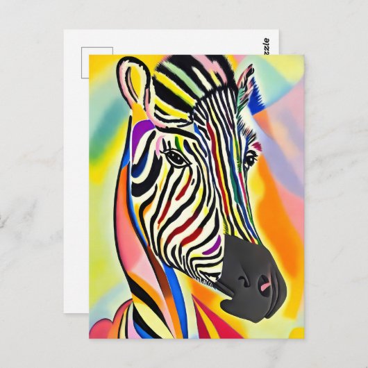 Kleurrijk Abstract Zebra portret schilderen Briefkaart (Voorkant / Achterkant)