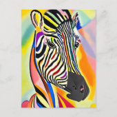 Kleurrijk Abstract Zebra portret schilderen Briefkaart (Voorkant)
