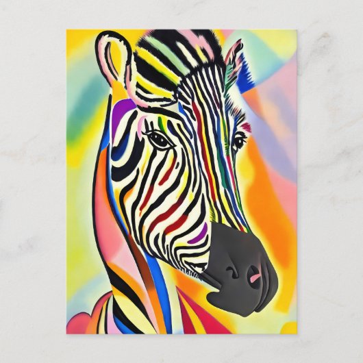 Kleurrijk Abstract Zebra portret schilderen Briefkaart (Voorkant)