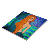 Kleurrijk Abstract Zeemeermin Digitaal Schilderen Tegeltje (Zijkant)